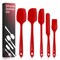 5 Pieces Silicone Spatula Set Red High Heat Resistant Non Stick Bakery Flexible BPA Free Dishwasher Safe Kitchen Utensils Bakeware Cookware Baking Mixing One-piece Seamless Spatula Set